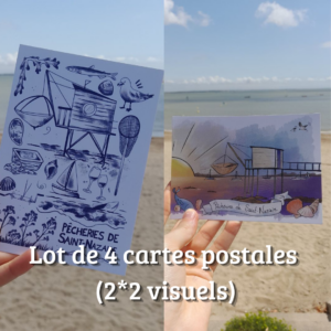 Lot de 4 cartes postales (2*2 visuels)